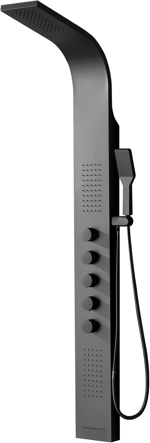 BWE - Torre de ducha negra, sistema de panel de ducha multifunción,...