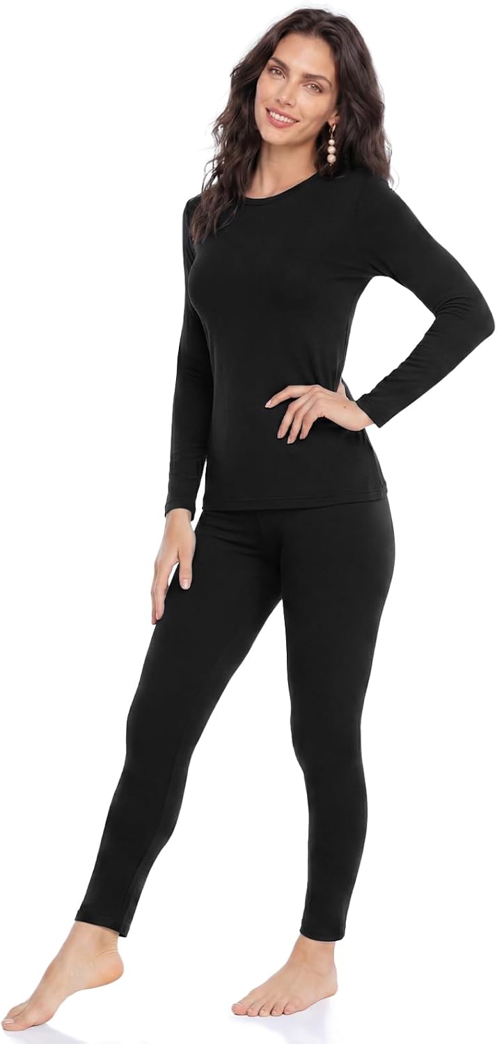 WEERTI Ropa interior térmica para mujeres Long Johns con forro pola...