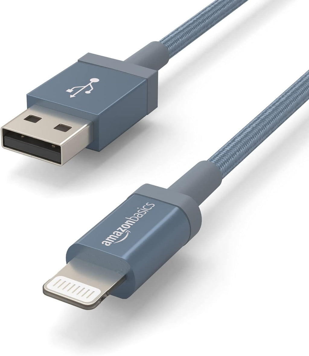 Amazon Basics Pack de 2 Cables de Carga USB-A a Lightning Duraderos...
