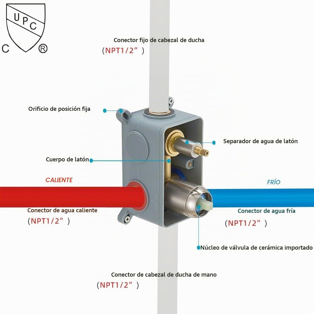 Heable - Sistema de ducha de níquel cepillado para baño, juego comb...