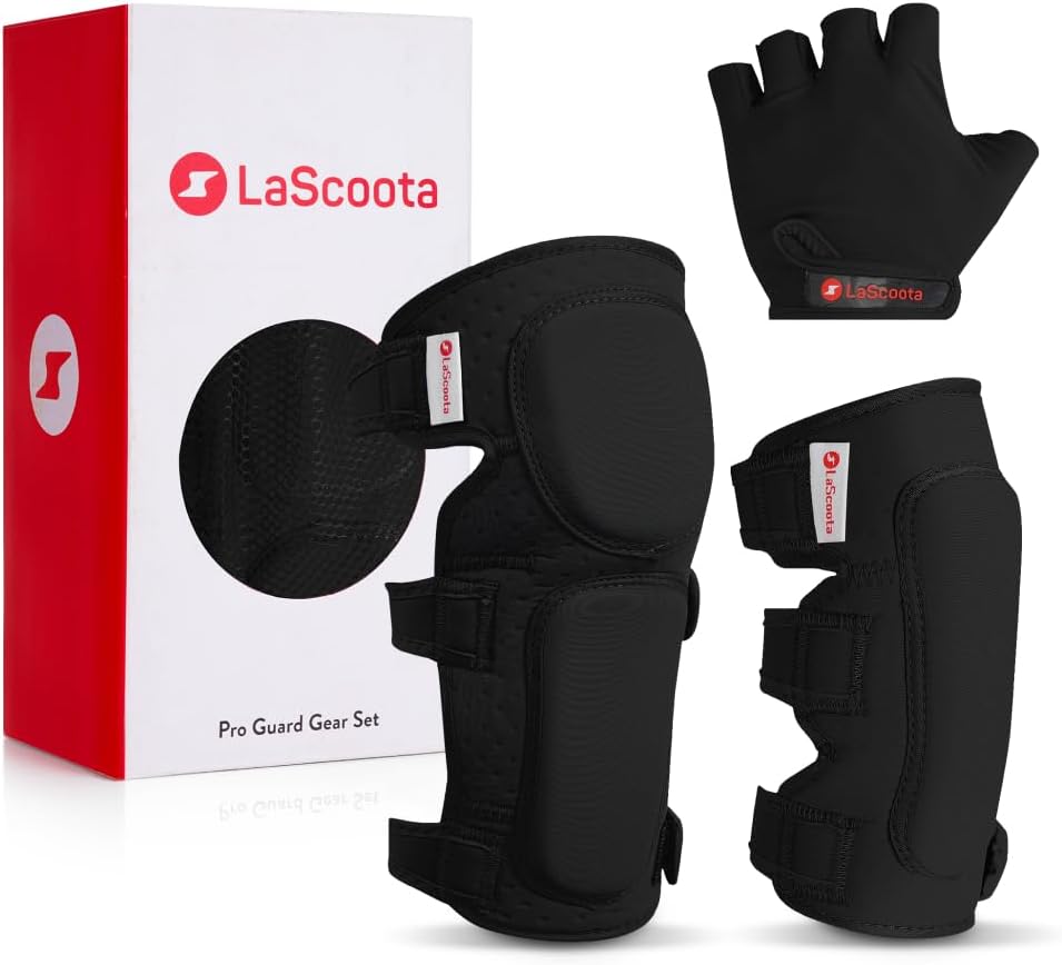 LaScoota Juego de rodilleras y coderas para niños | Guantes protect...