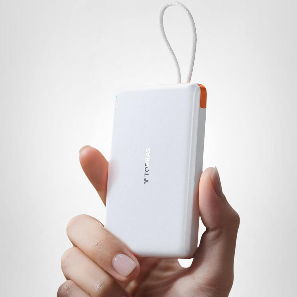 TORRAS Banco de Energía con Cable USB-C Incorporado (Sin-Inalámbric...