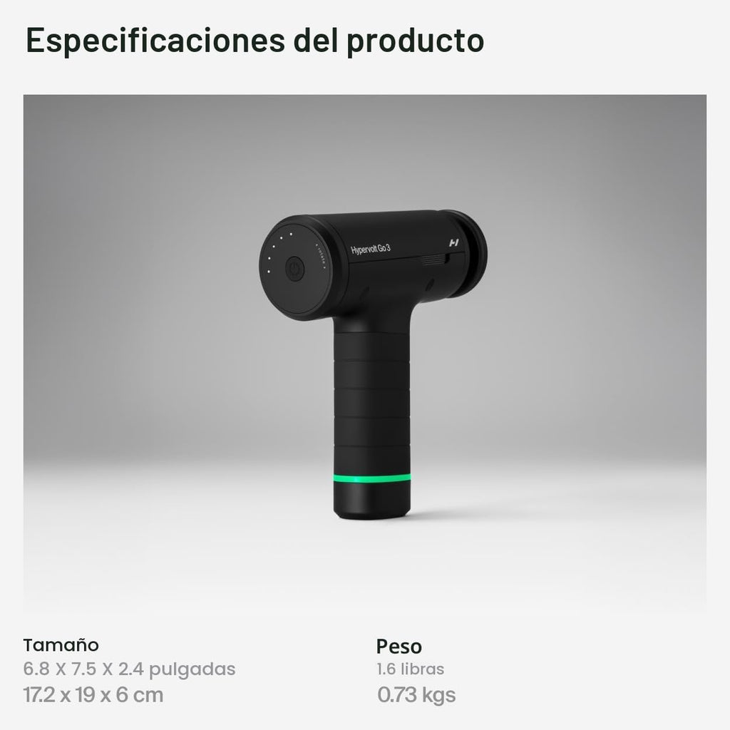 Hyperice Hypervolt Go 3 - Pistola de masaje de percusión compacta d...