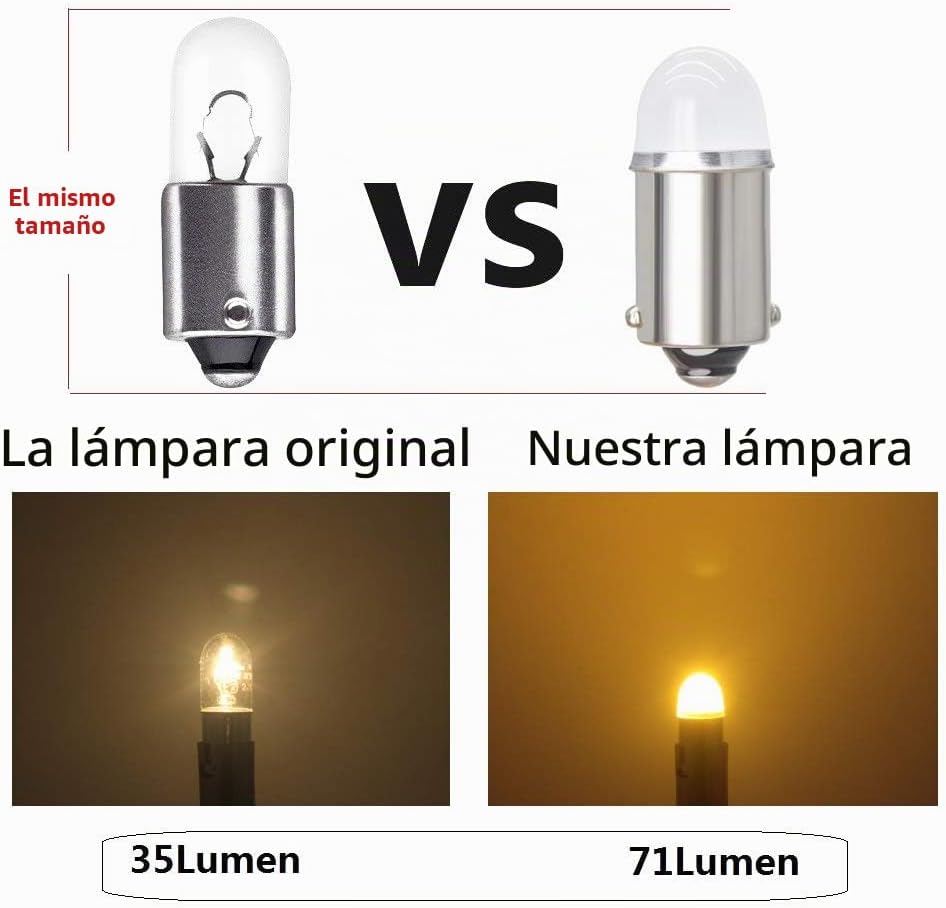Yoper BA9S 53 57 1895 64111 foco LED de 12V para auto, amarillo