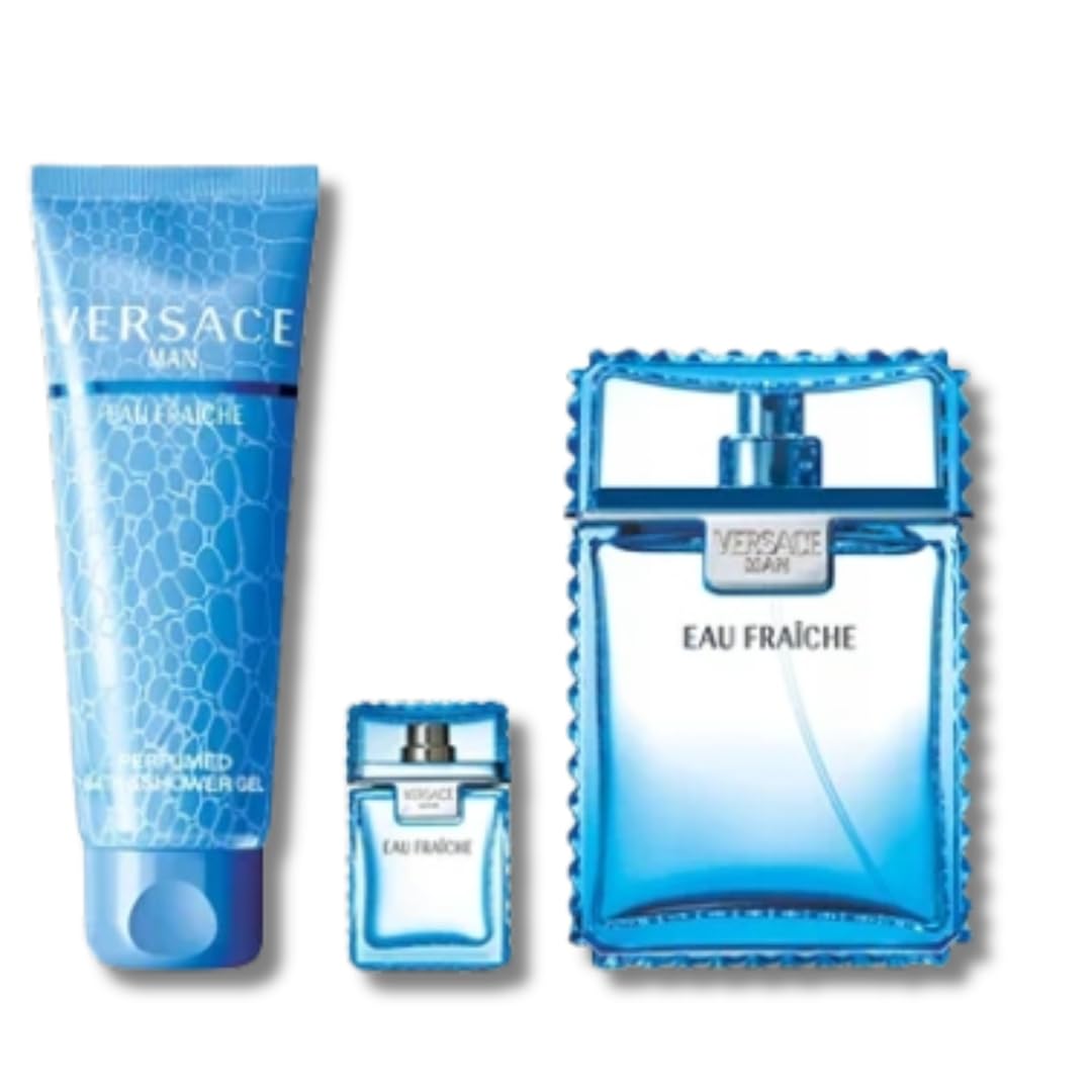 Versace Man Eau Fraiche de Versace para hombres, set de 3 piezas qu...