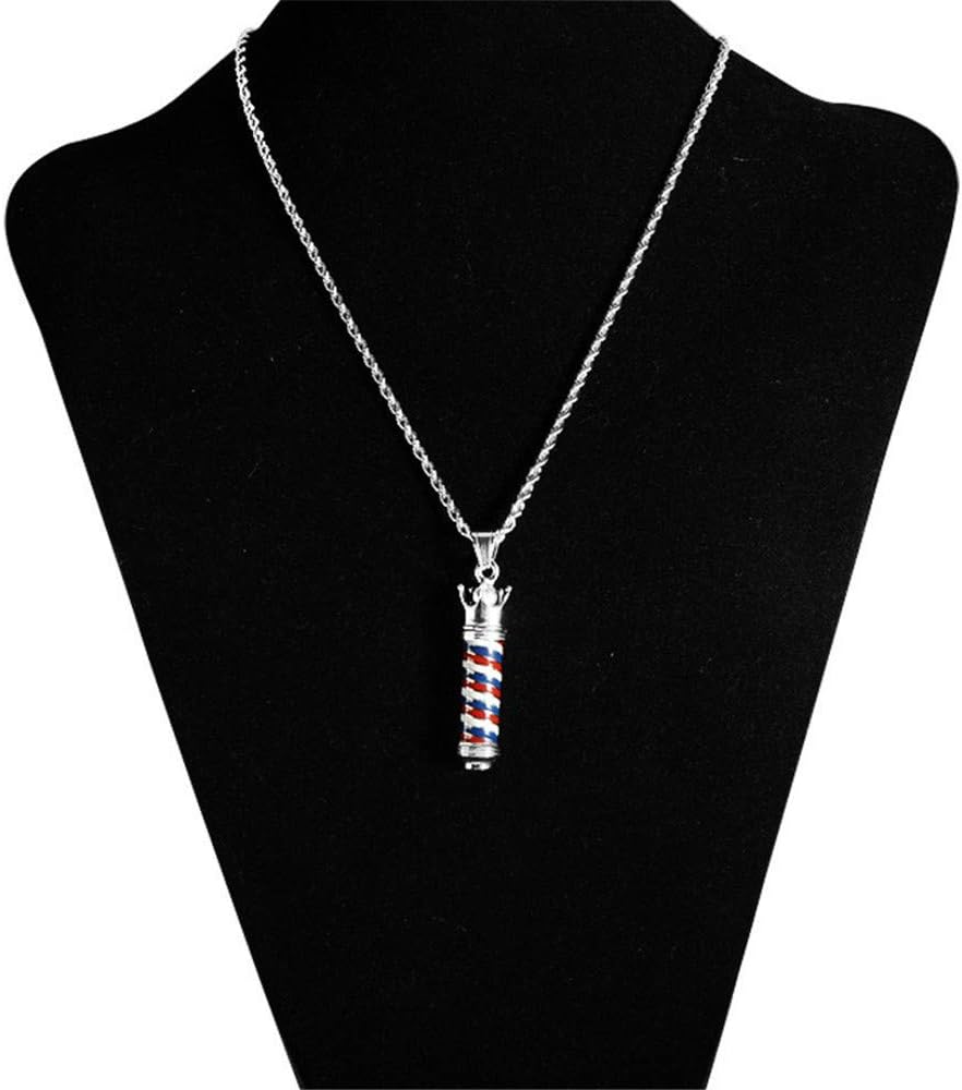 PAURO Collar unisex de acero inoxidable con colgante de luz de giro