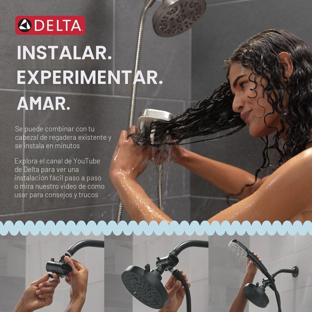 Cabezal de ducha Delta VersaCurl de mano para desenredar el cabello...