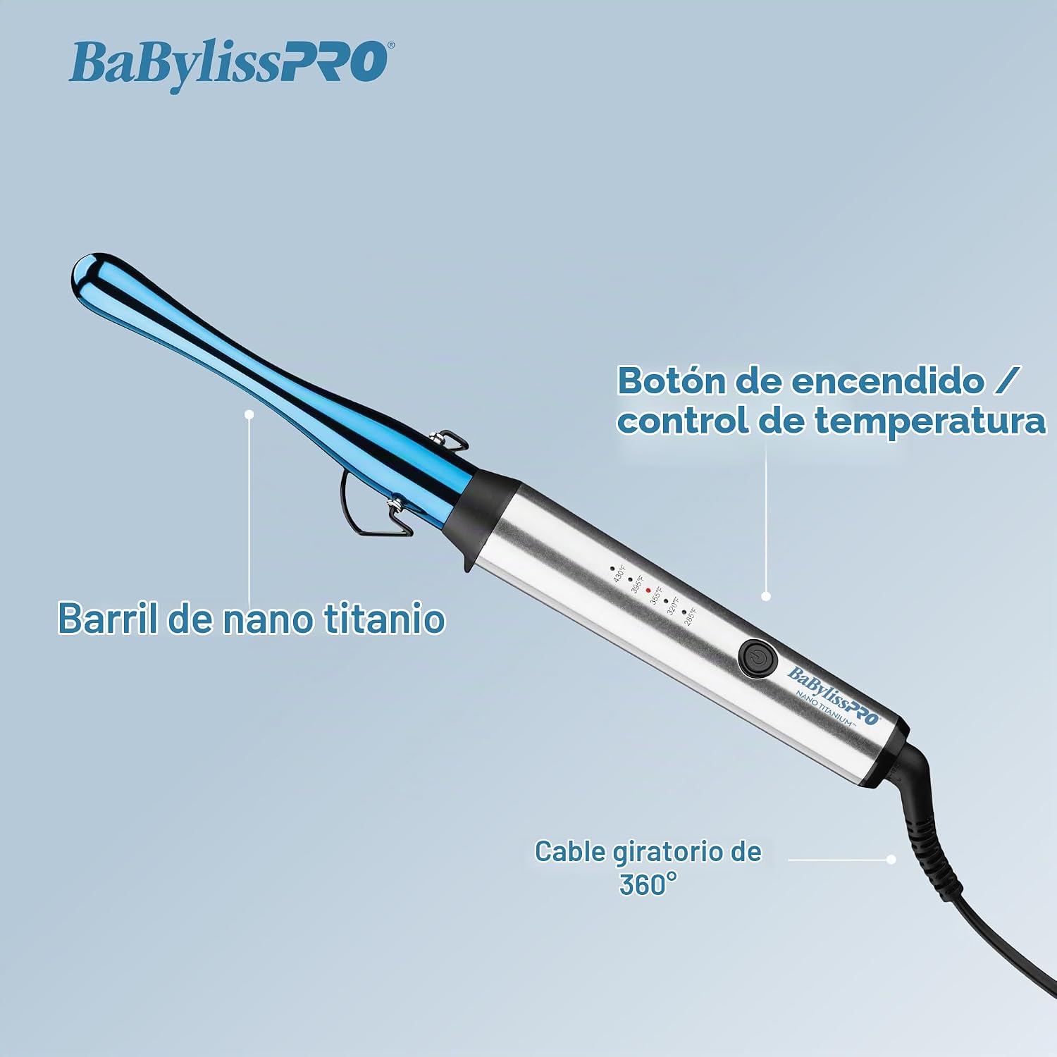 Rizador profesional BabylissPRO Nano Titanium para todo tipo de cab...