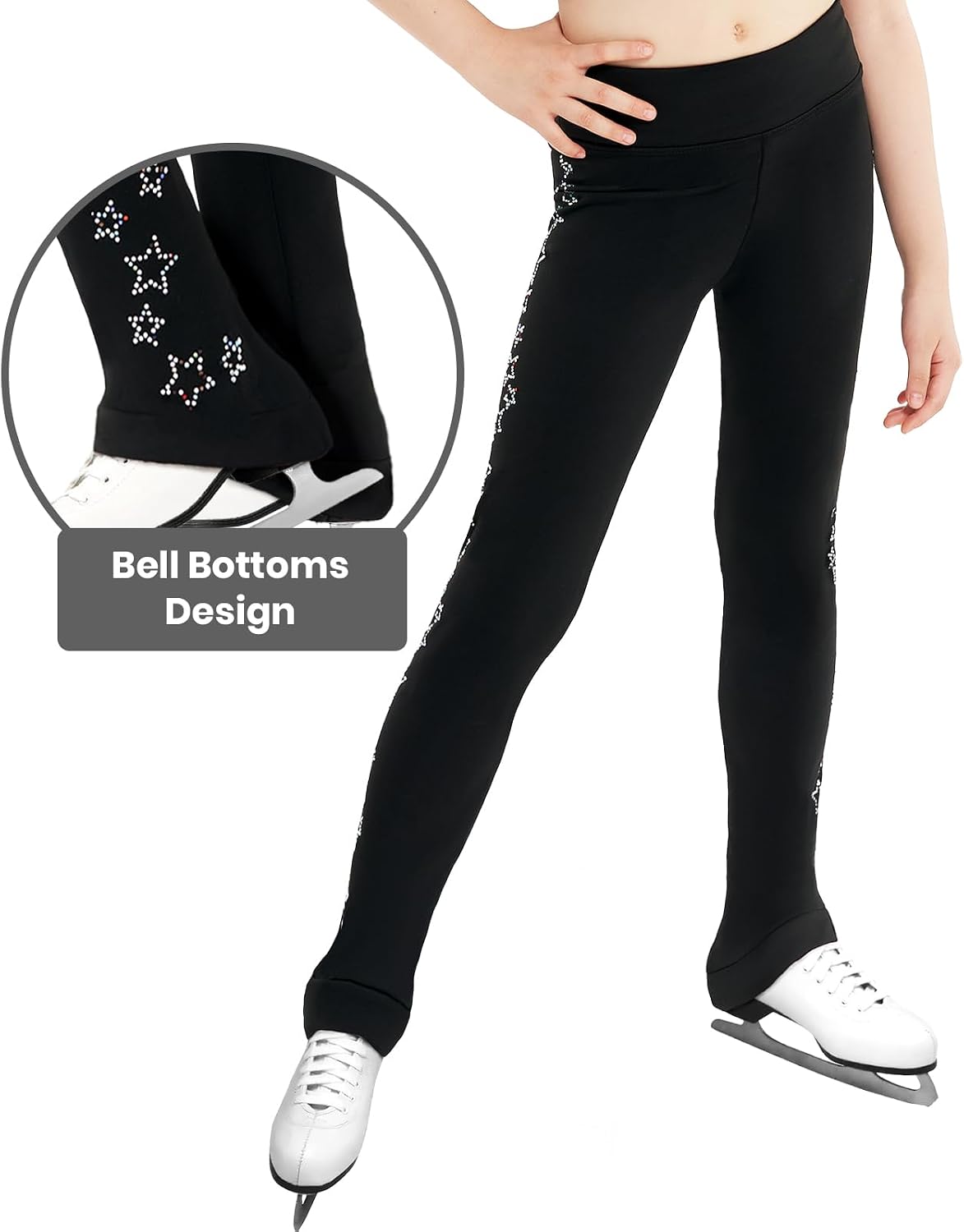 Gogokids Leggings de patinaje sobre hielo para niñas, pantalones té...