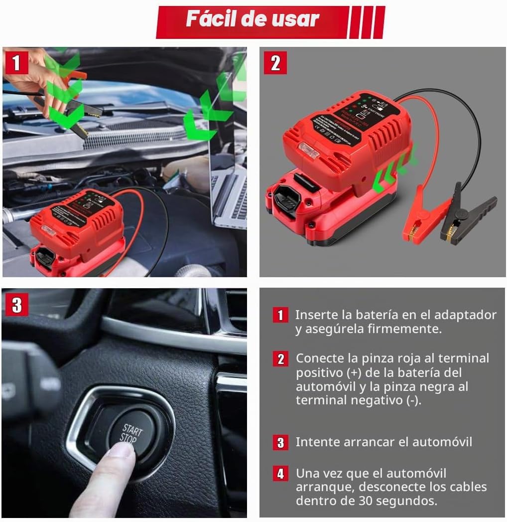 Adaptador de arranque para Craftsman 20V V20 Li-ion alimentado por...