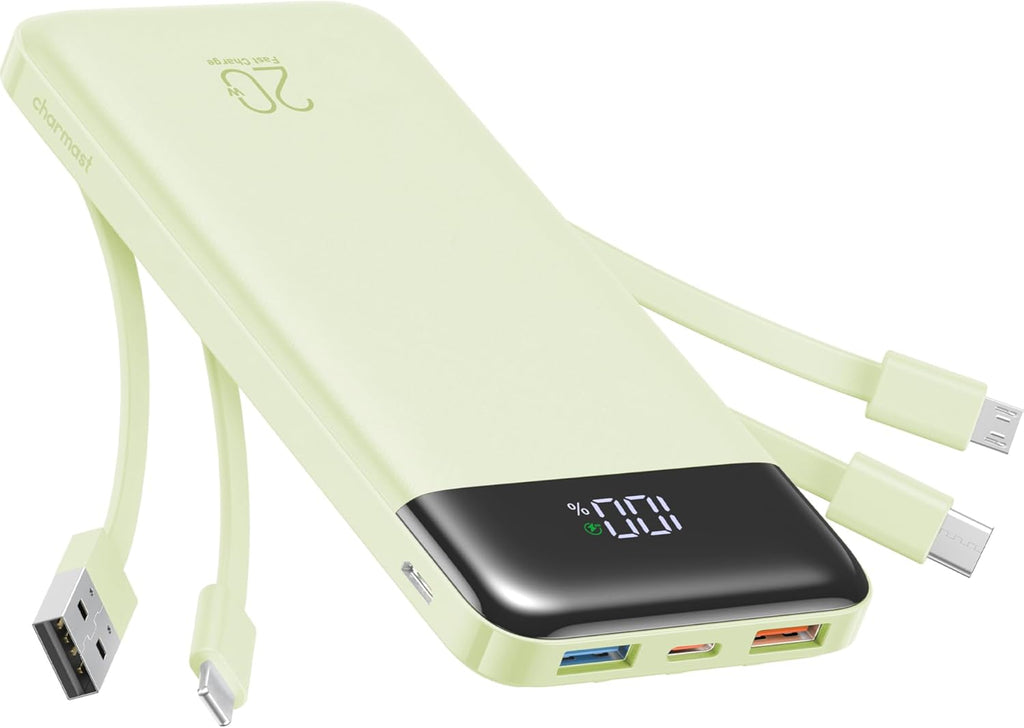 Charmast Cargador portátil de 20000mAh con cables incorporados, ban...