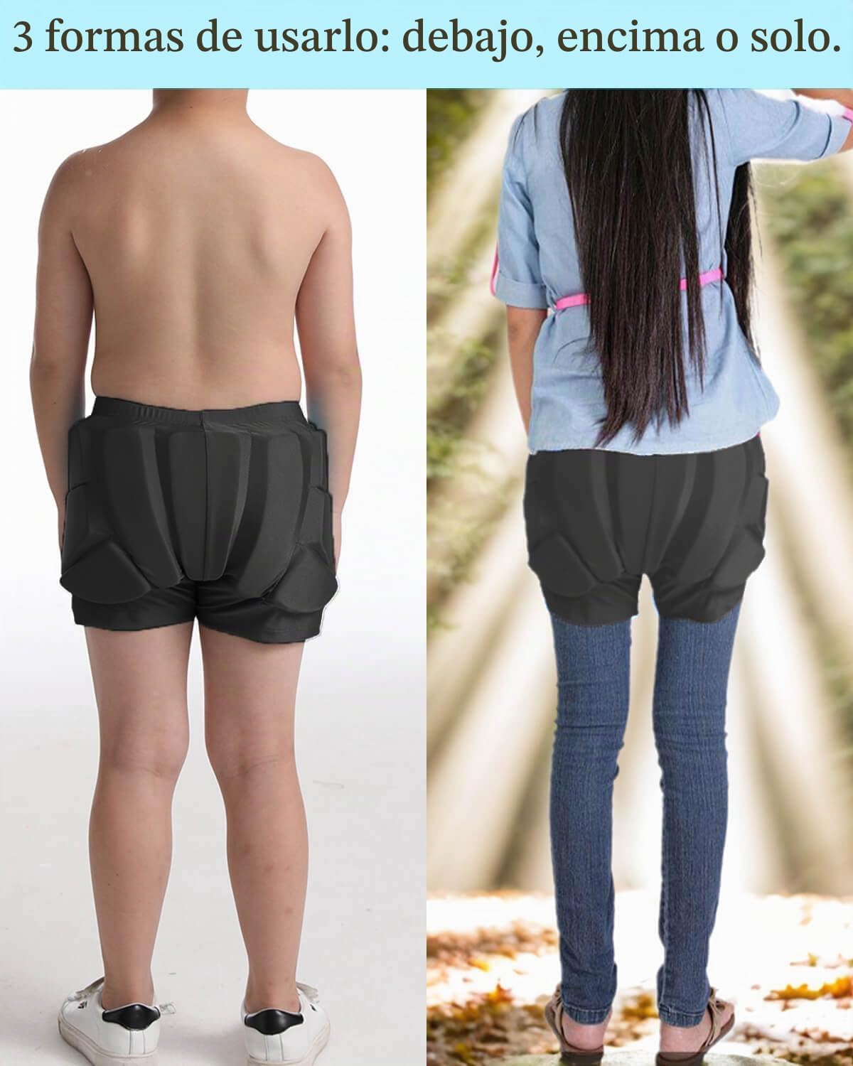 Reomoto Almohadillas de protección de cadera para niños, pantalones...