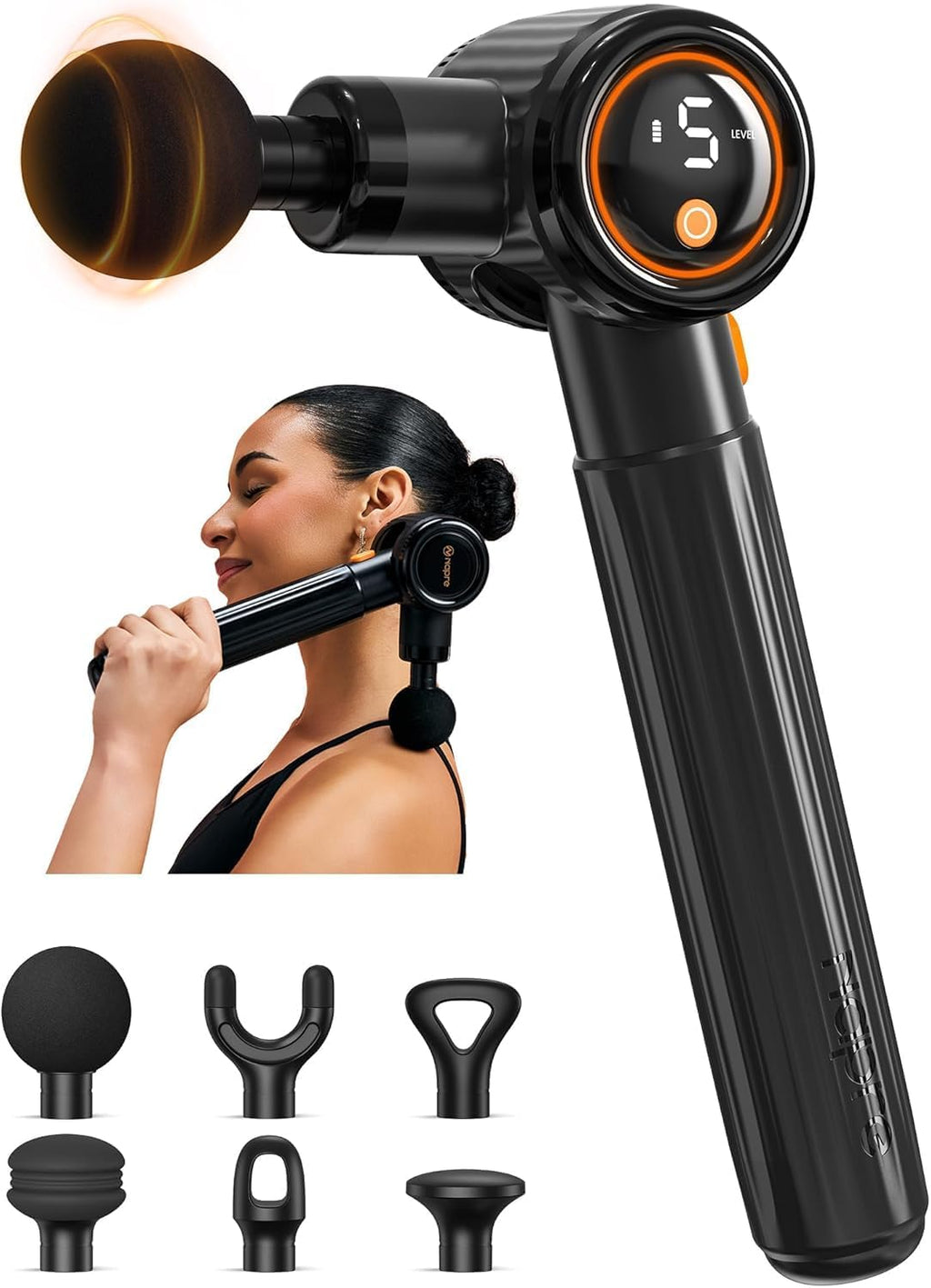 NAPRE Pistola de masaje con mango de extensión y 3 ángulos ajustabl...