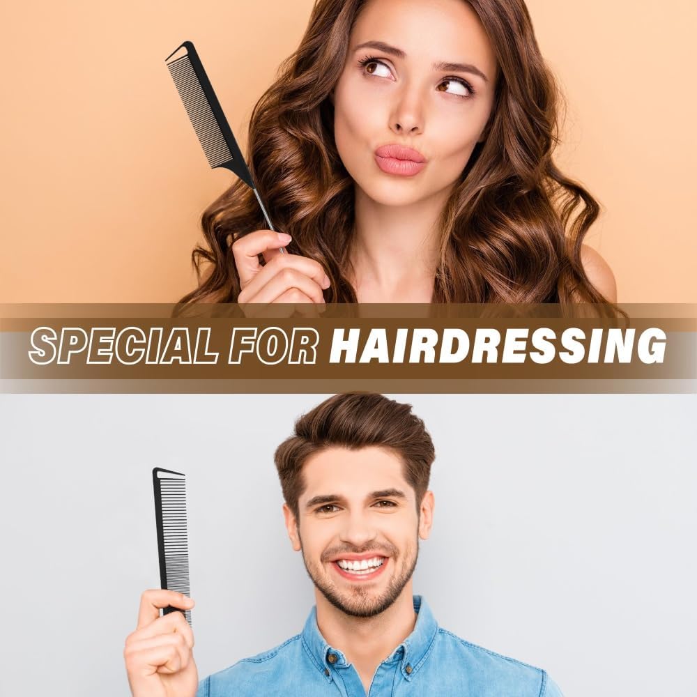 Set de 12 peines para cortar cabello - peines de barbero para hombr...