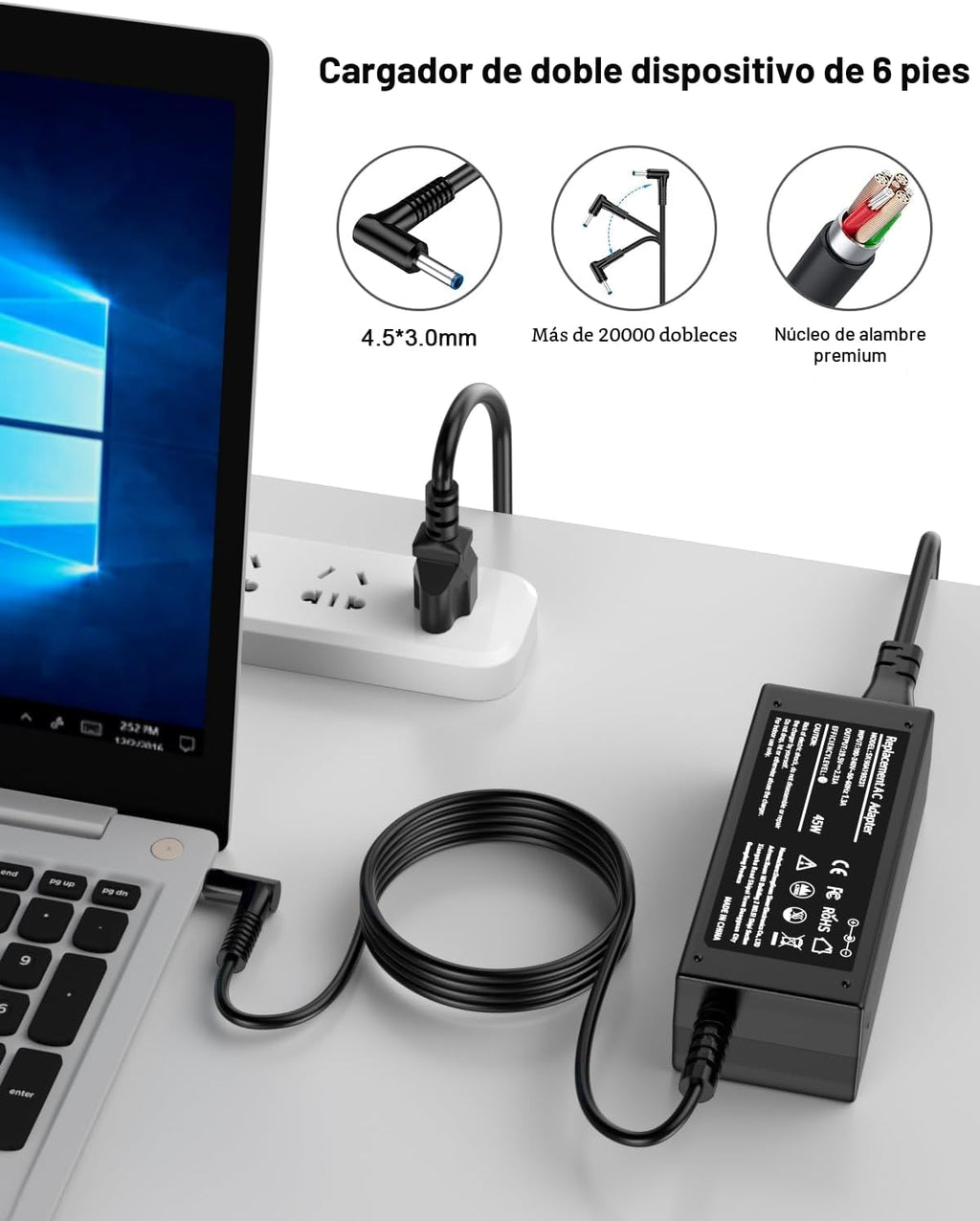 TSKYBEAR Cargador de 45W compatible con cargador de portátil HP, Pa...