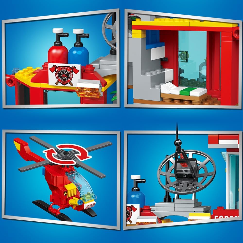 MindBox City Fire Rescue - Juego de construcción con estación de bo...
