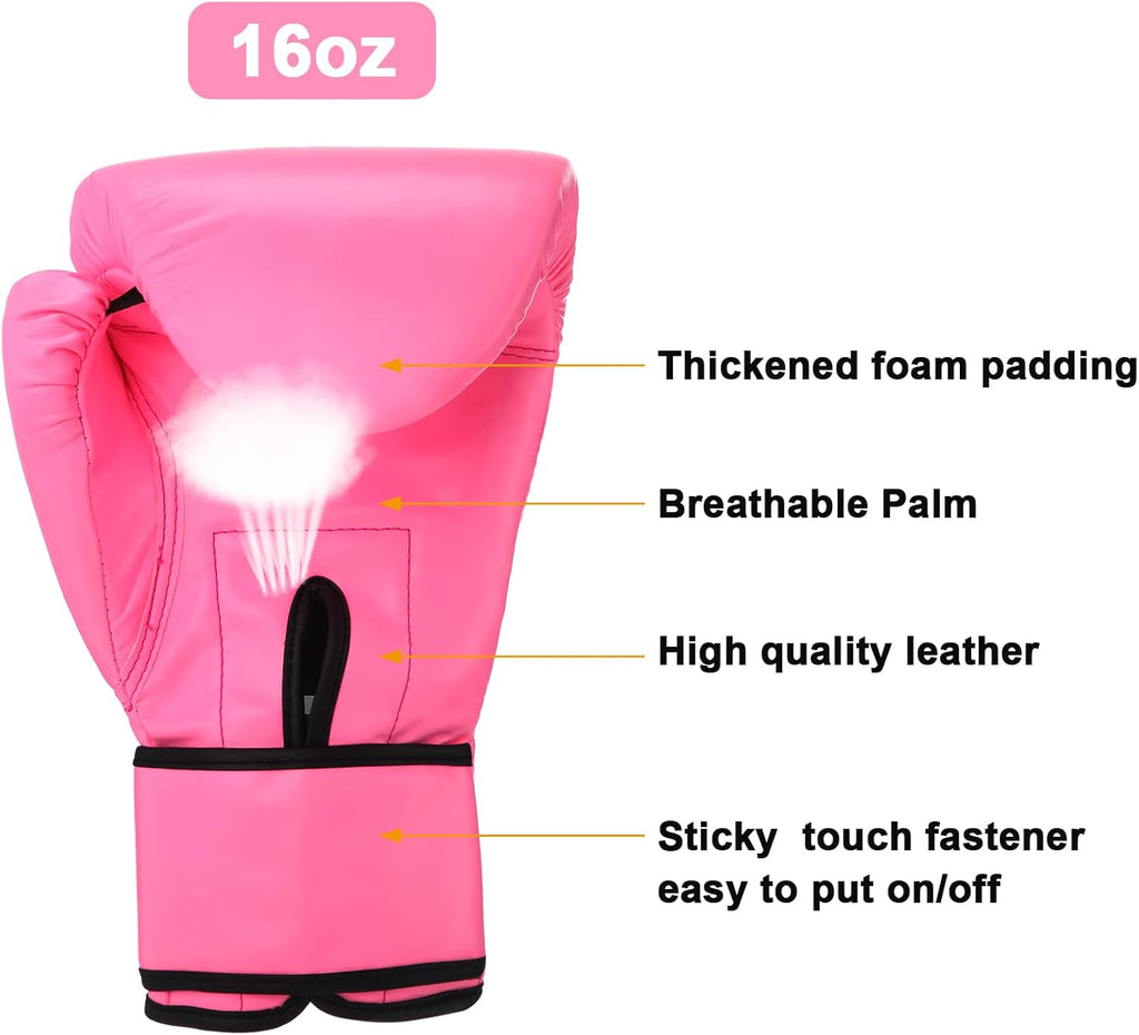 Junkin Juego de boxeo de 6 piezas, 1 par de guantes de 16 onzas y 4...