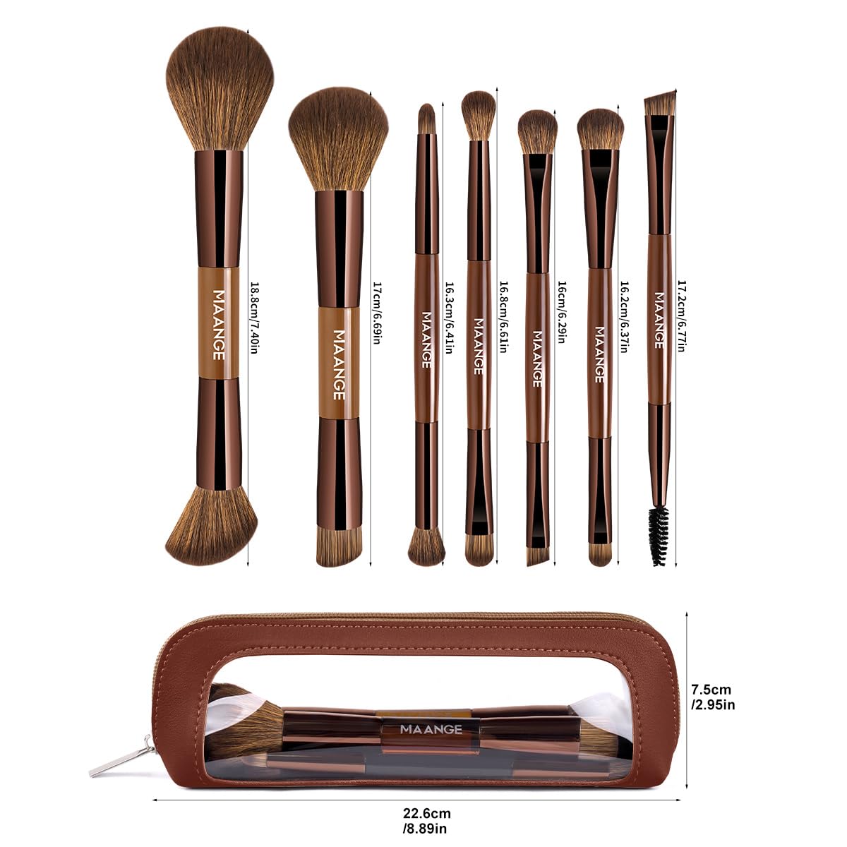 MAANGE 7 PCS Juego de brochas de maquillaje con bolsa, pinceles de...