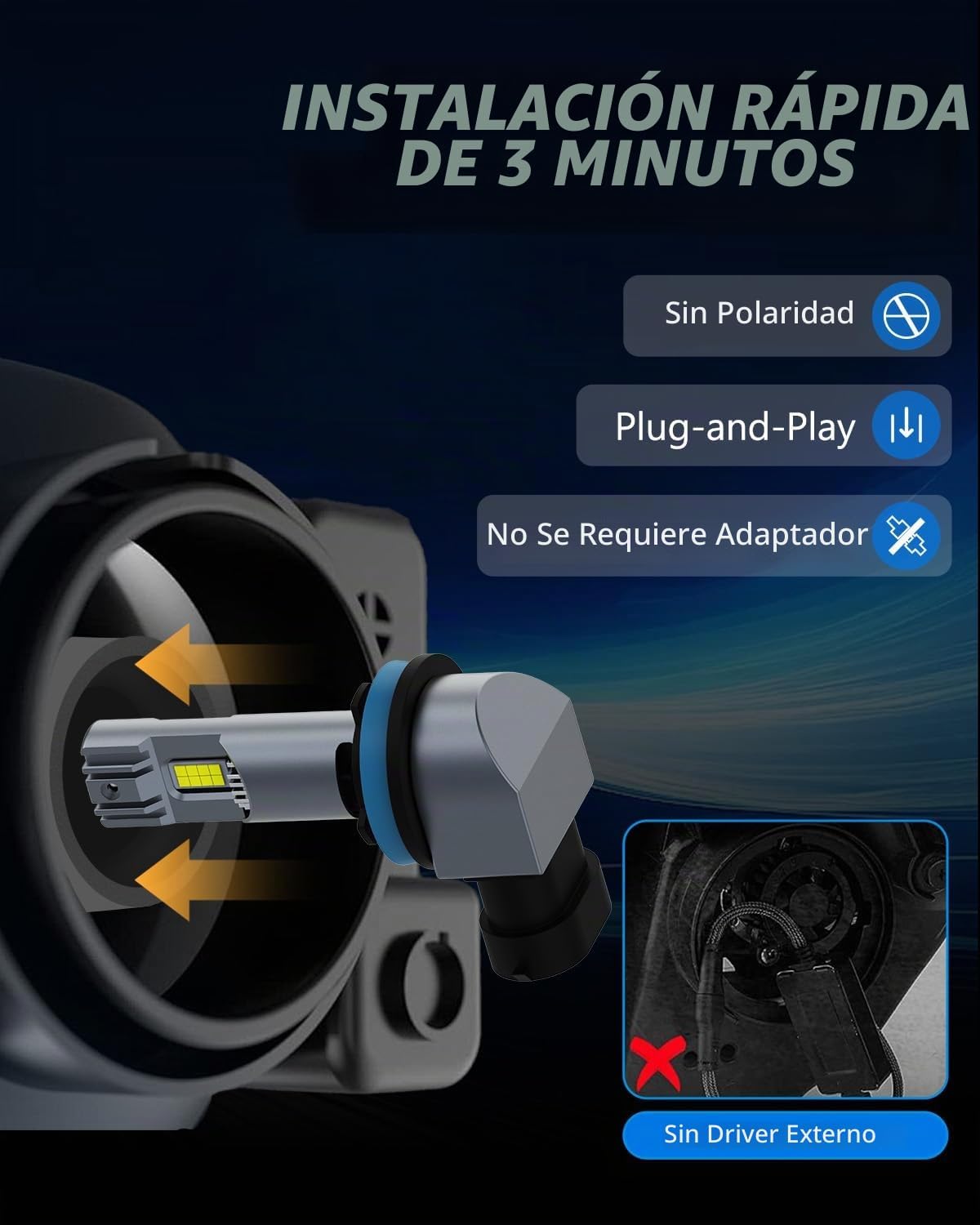 TechWizHub Bombillas H11\/H9\/H8, 24000 lm, haz alto y bajo superbr...