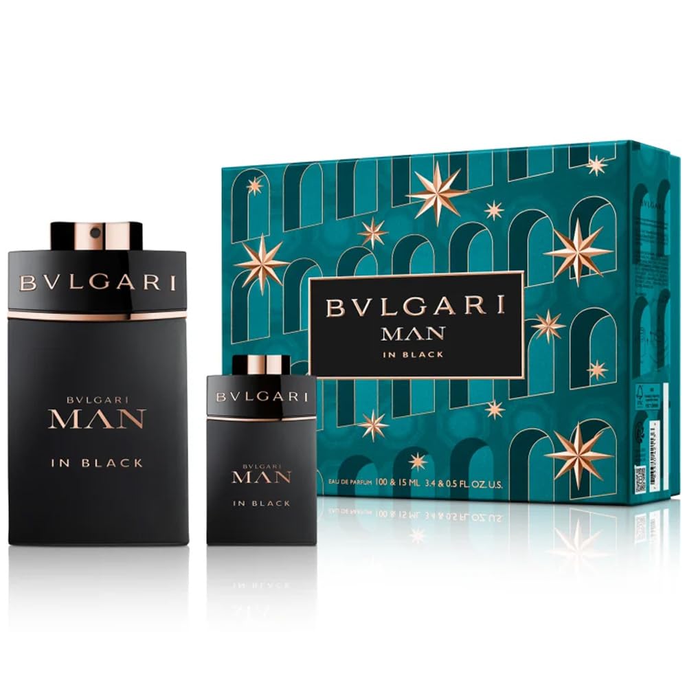 BVLGARI Hombre en negro Eau De Perfume Set de 2 piezas, 3.4 onzas