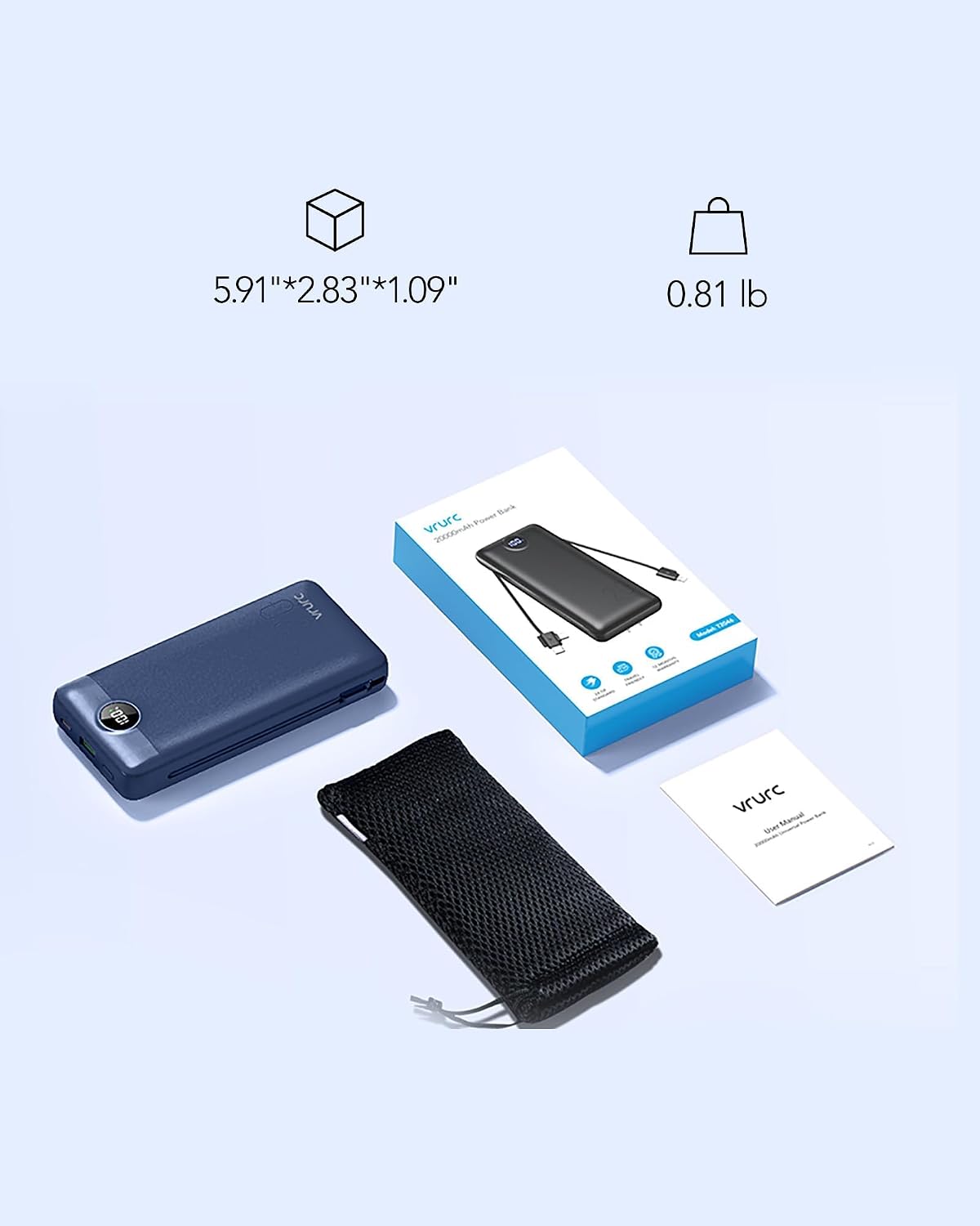 VRURC Cargador portátil de 20000 mAh, banco de energía de carga ráp...