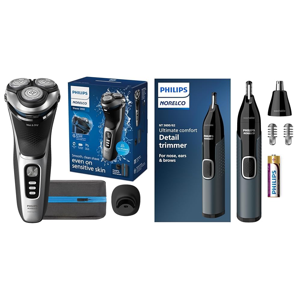 Philips Norelco Shaver 3900, afeitadora recargable en seco y húmedo...