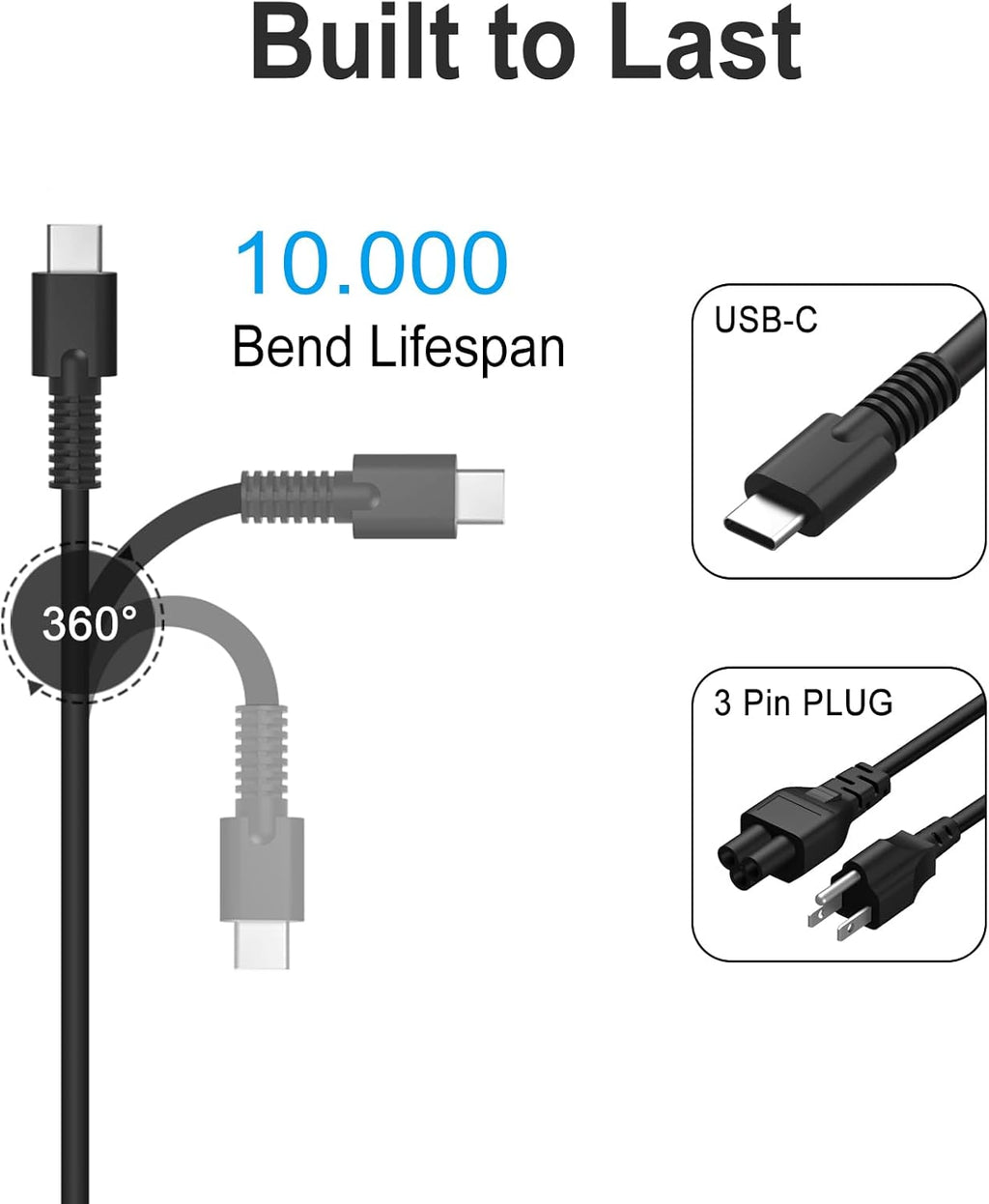 Cargador USB C de 65 W para laptop compatible con HP Spectre x360\/...