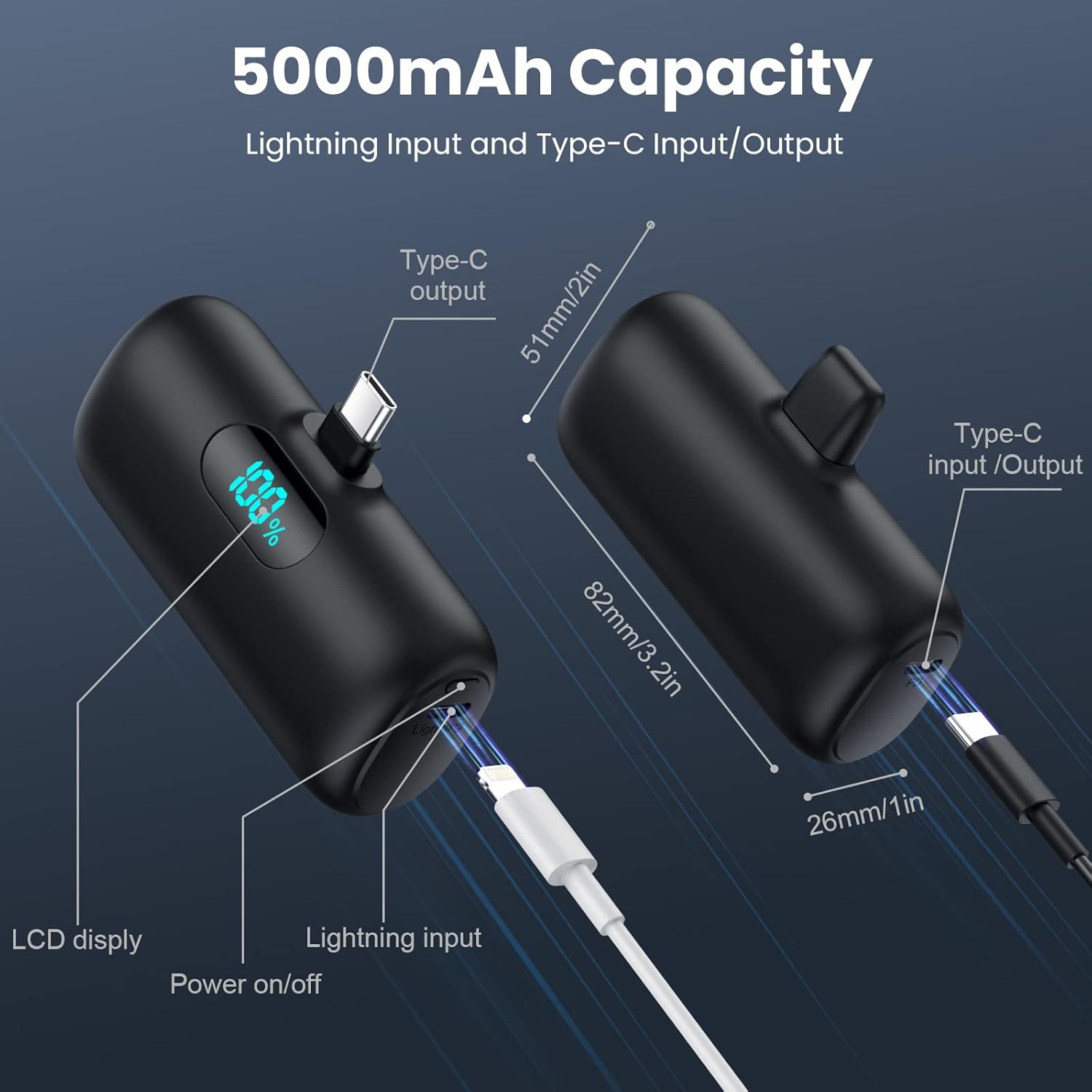 [Paquete de 2] Cargador portátil pequeño para iPhone 17\/16\/15 Ser...