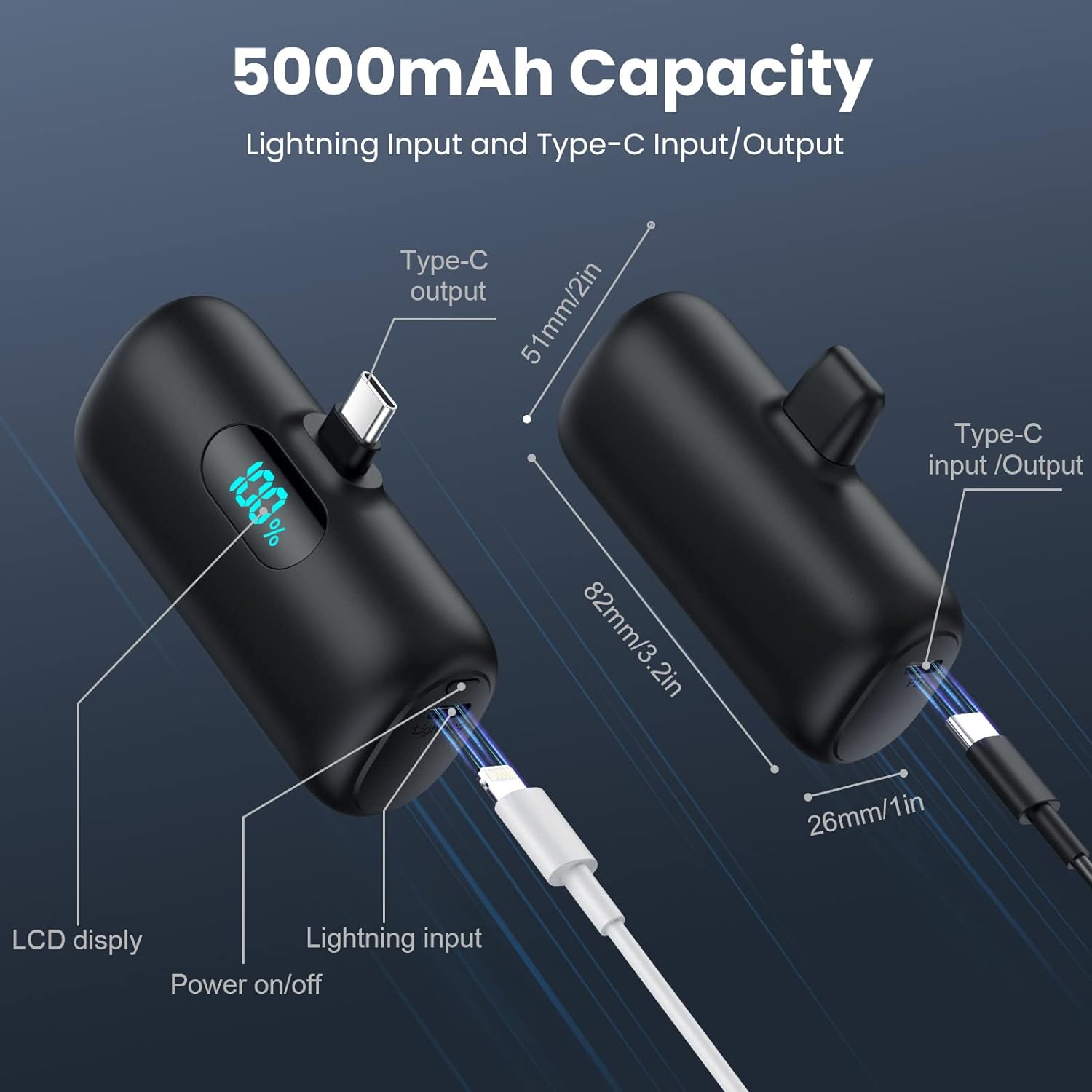 [Paquete de 2] Cargador portátil para iPhone 17\/16\/15, Mini Power...