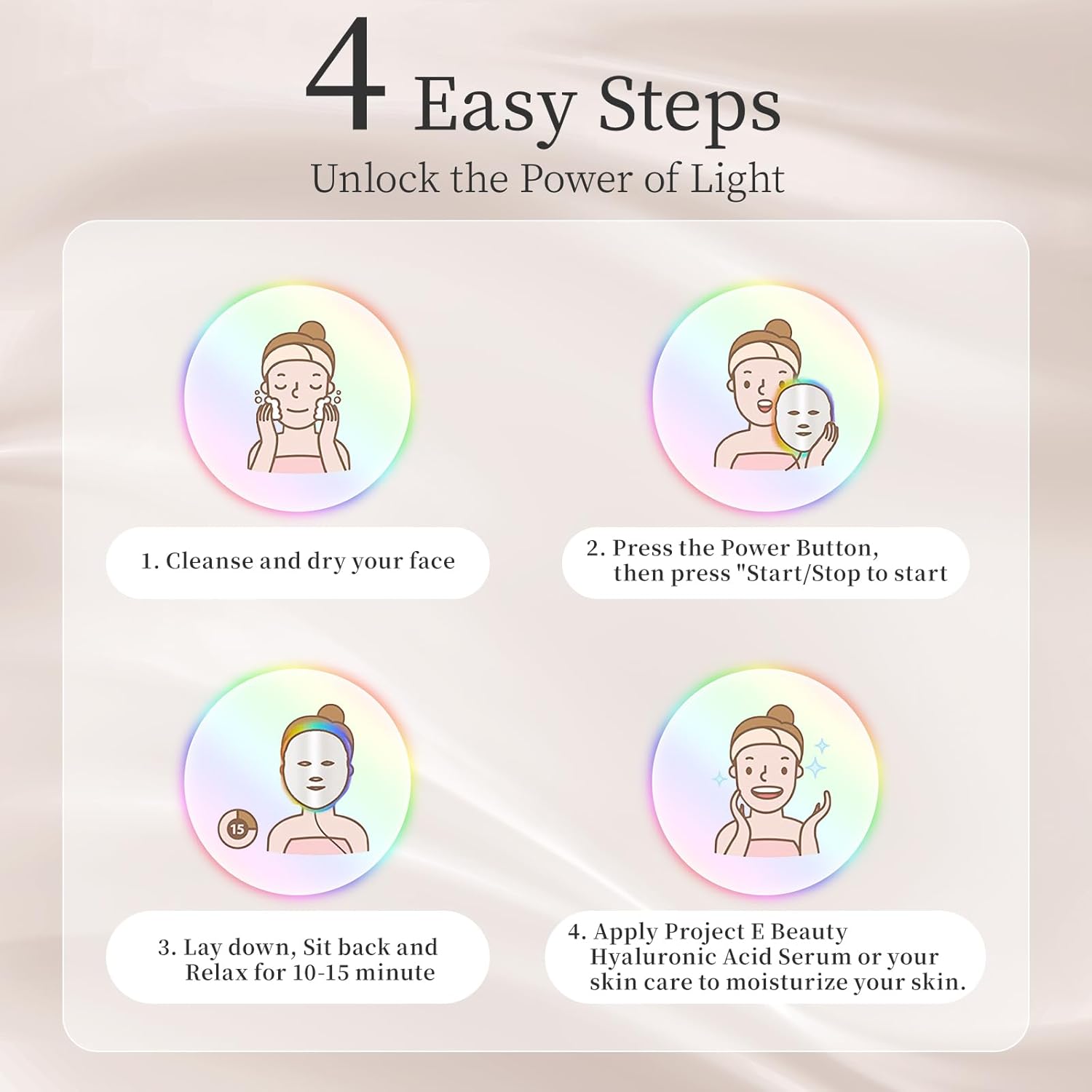 SDKWDH Máscara facial LED terapia de luz, máscara de terapia de luz...