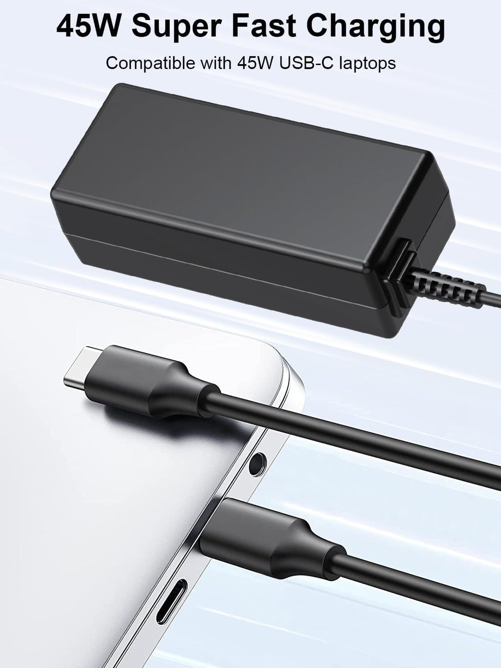 Cargador USB C para portátil de 45 W tipo C - Reemplazo para Acer,...