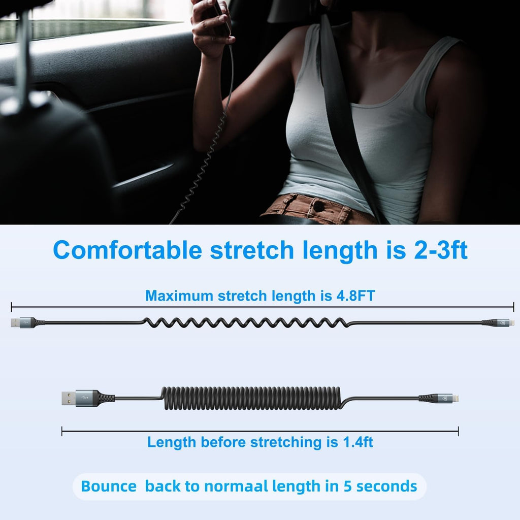 Cable de carga de iPhone para automóvil [3 pies + 6 pies], cable Li...