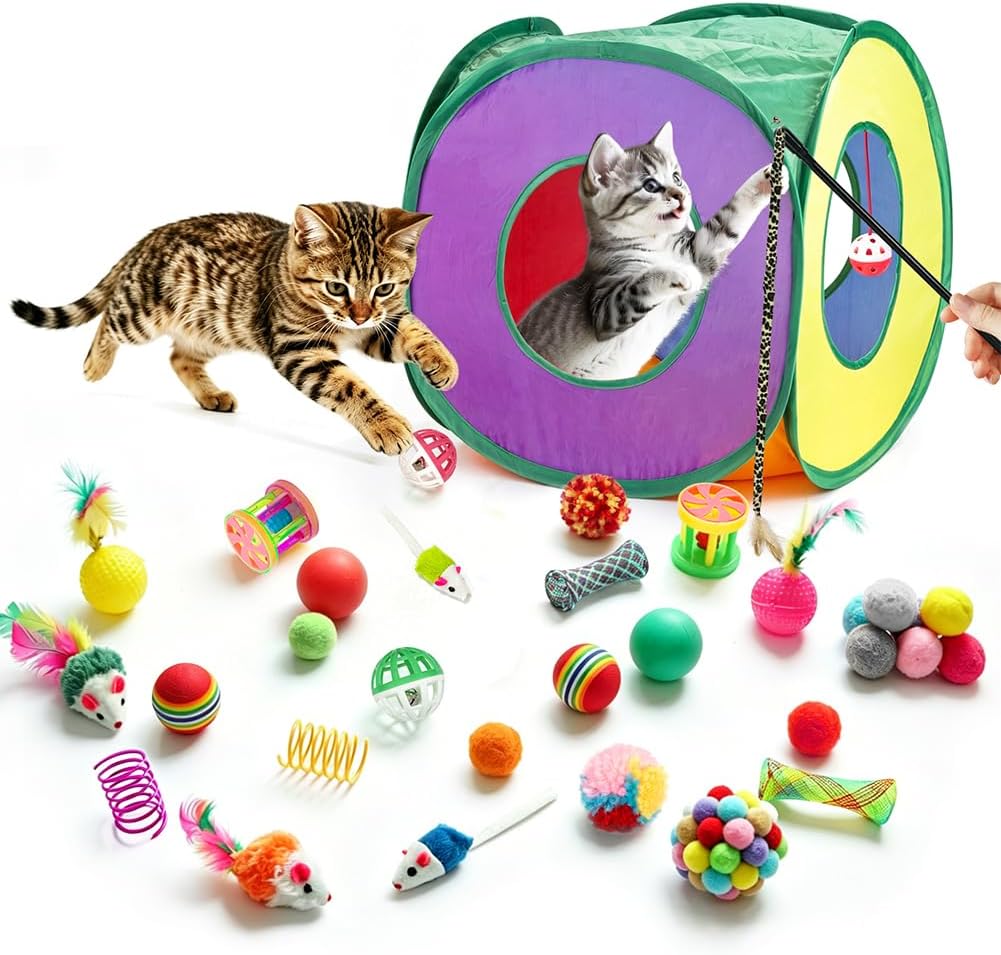 Retro Shaw Paquete de juguetes para gatos, 33 unidades, juguetes in...