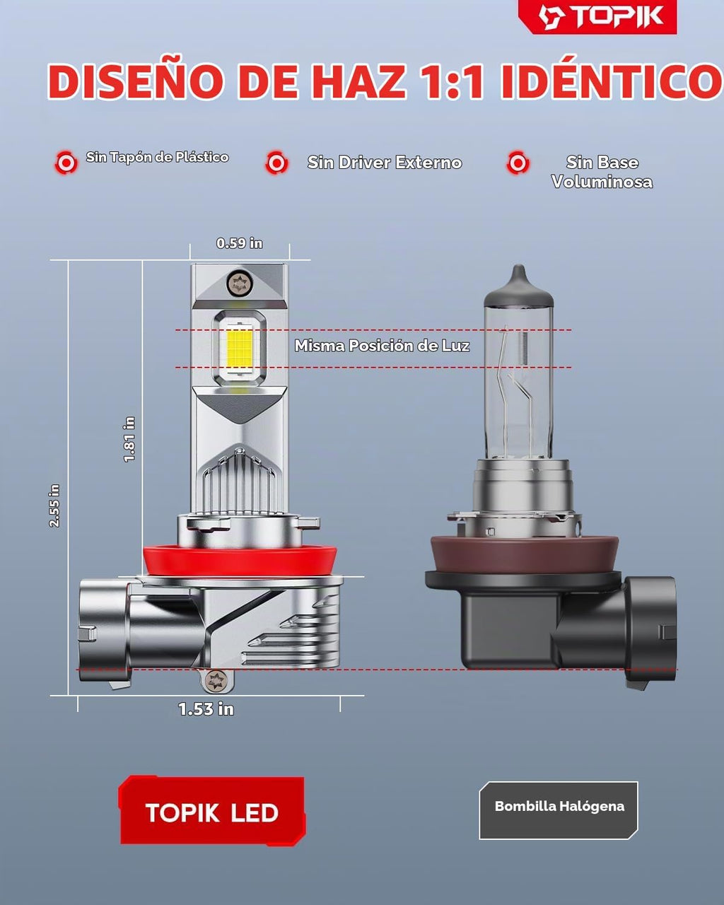 TOPIK Combo de bombillas LED 9005 H11, 76,000 lúmenes, 900% más bri...