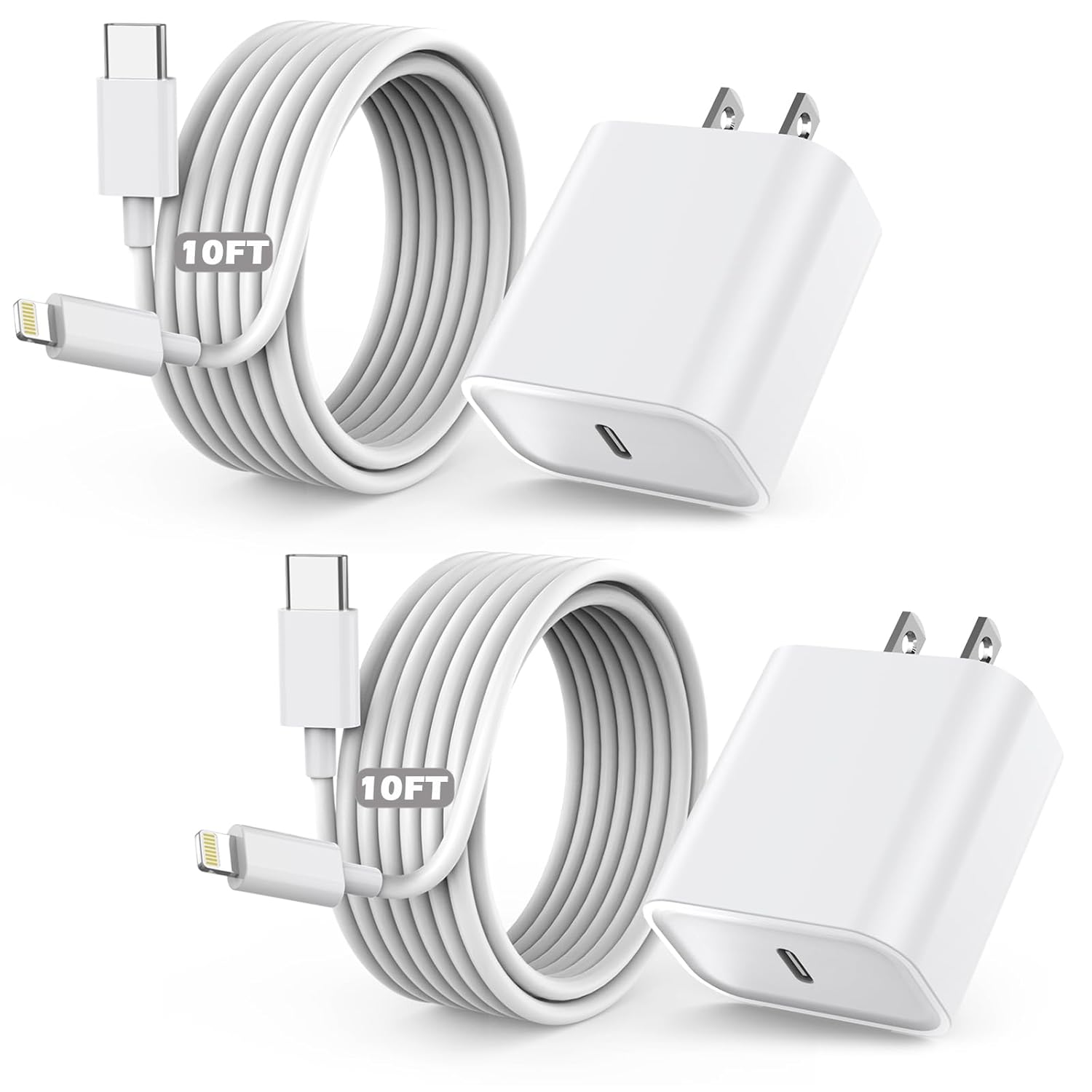 Cargador rápido para iPhone, cargador de iPhone de 10 pies, bloque...