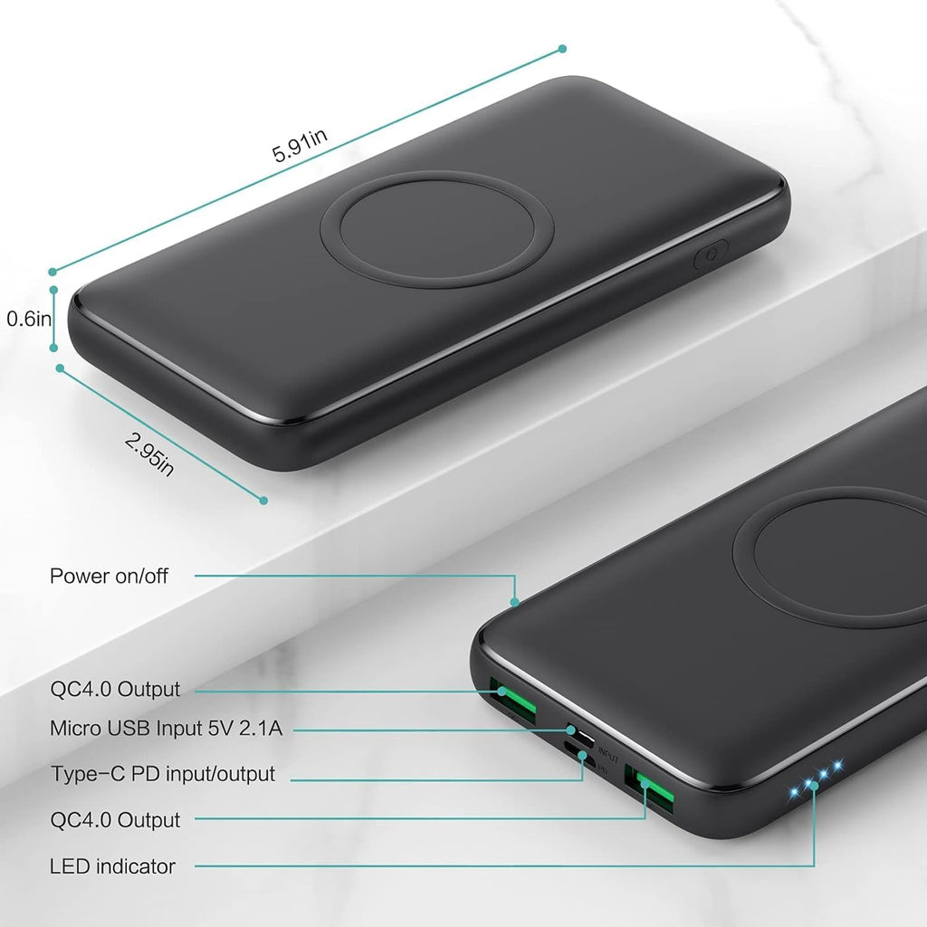 Cargador portátil inalámbrico, 13800 mAh, 15 W, carga inalámbrica r...