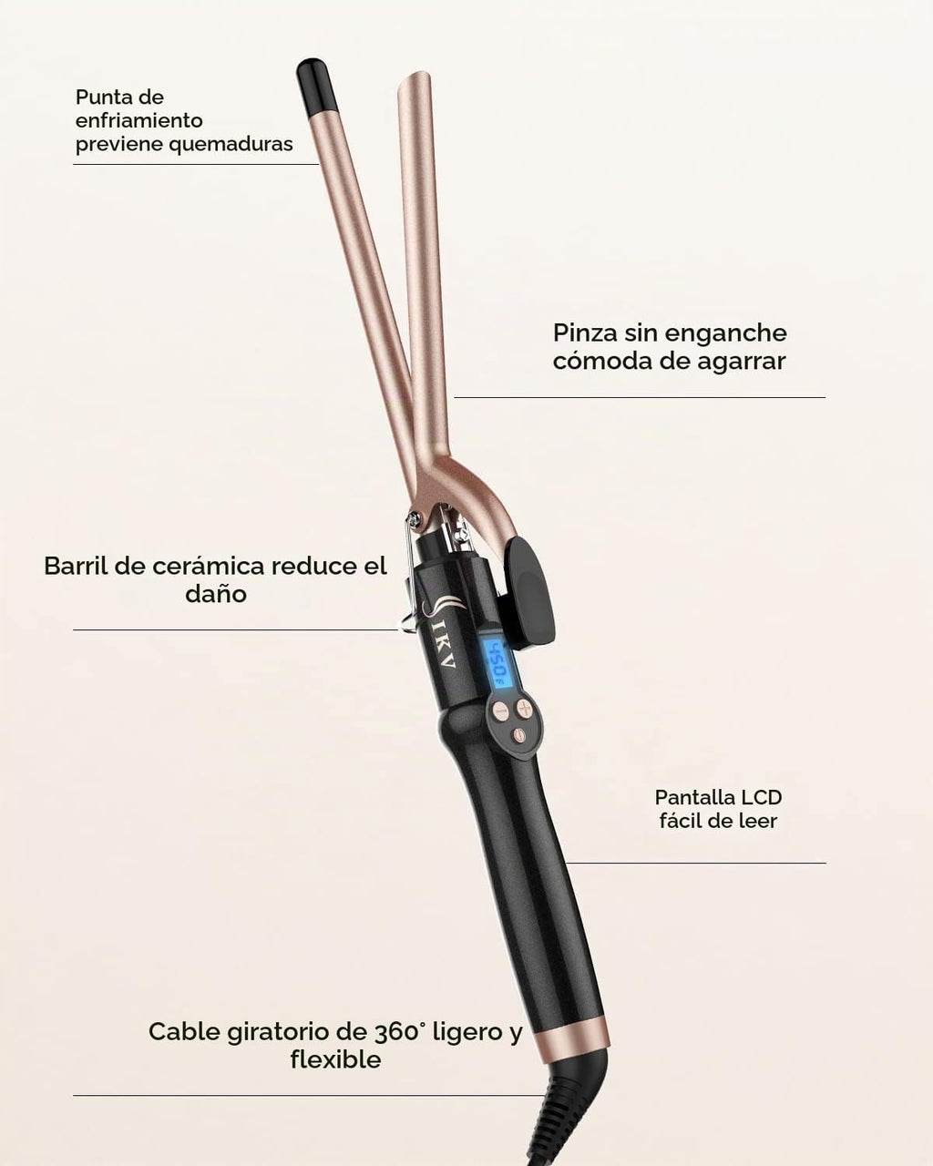 Pequeño Rizador de Cabello, Barril Largo de 1\/2 Pulgada para Cabel...
