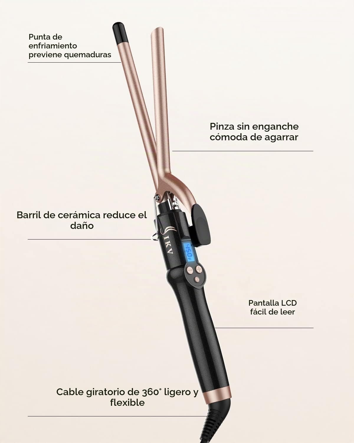 Pequeño Rizador de Cabello, Barril Largo de 1\/2 Pulgada para Cabel...