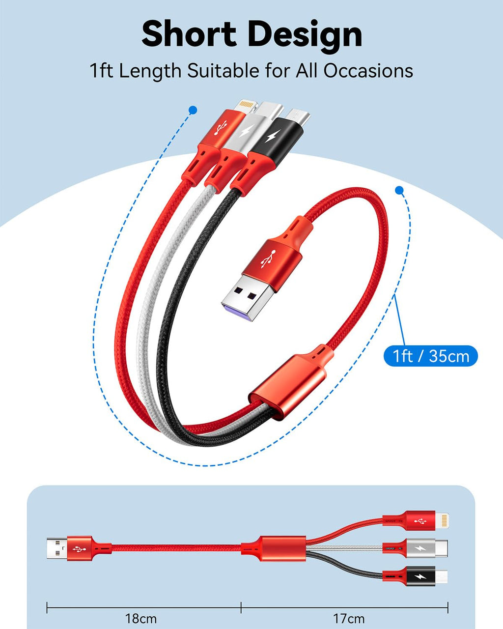 Paquete de 2 cables de carga múltiple, 3 en 1, retráctil, cable de...