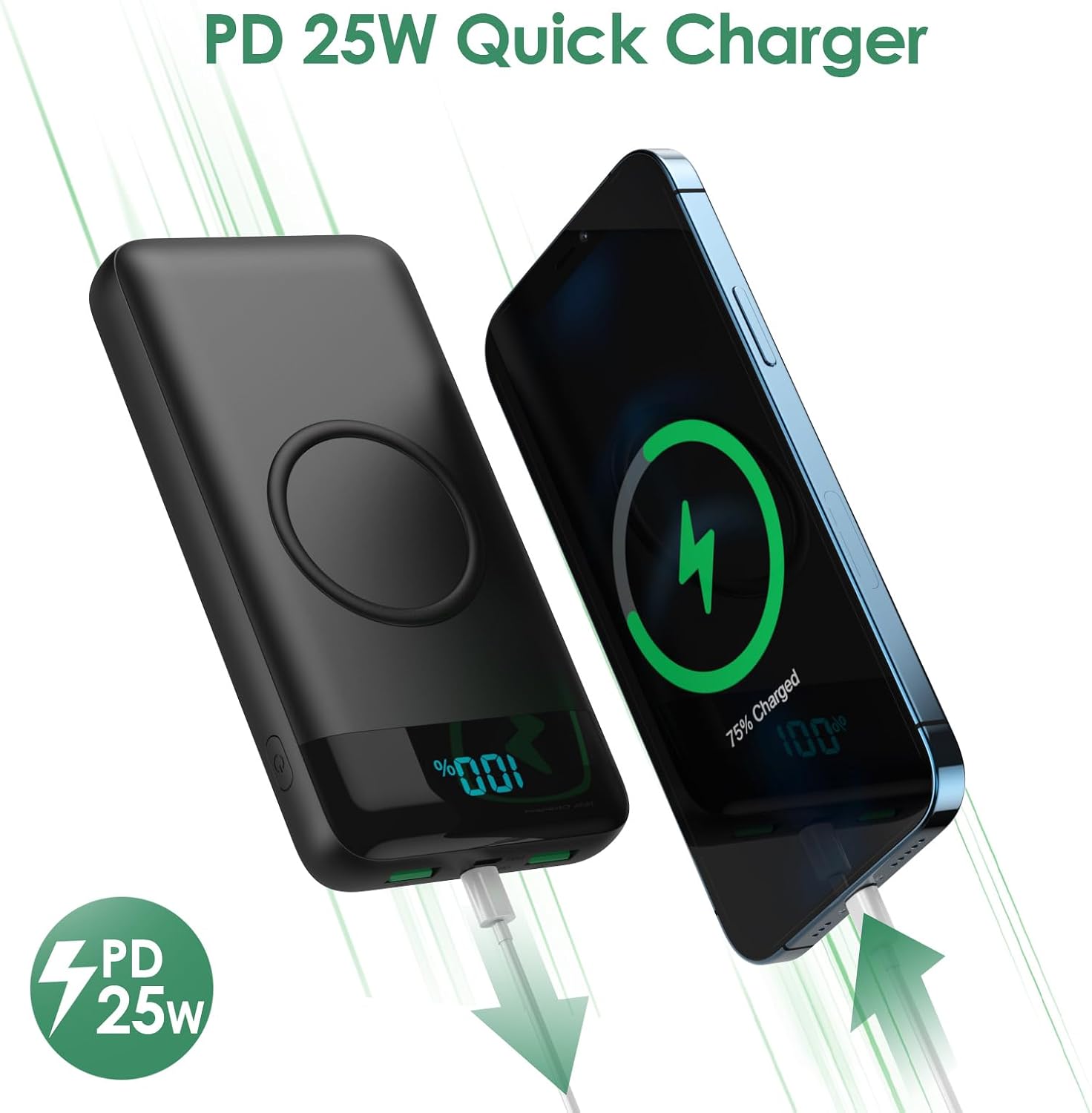 Cargador portátil inalámbrico de 30800 mAh, cargador de batería USB...