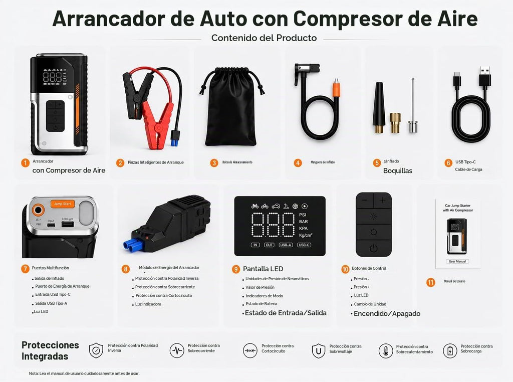 [2026NEW] Arrancador de batería portátil para automóvil de pico 500...