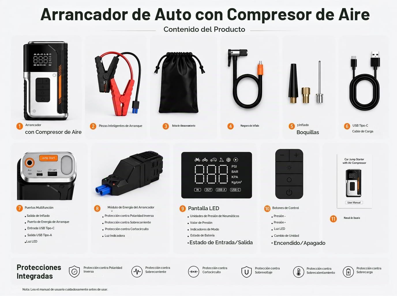 [2026NEW] Arrancador de batería portátil para automóvil de pico 500...