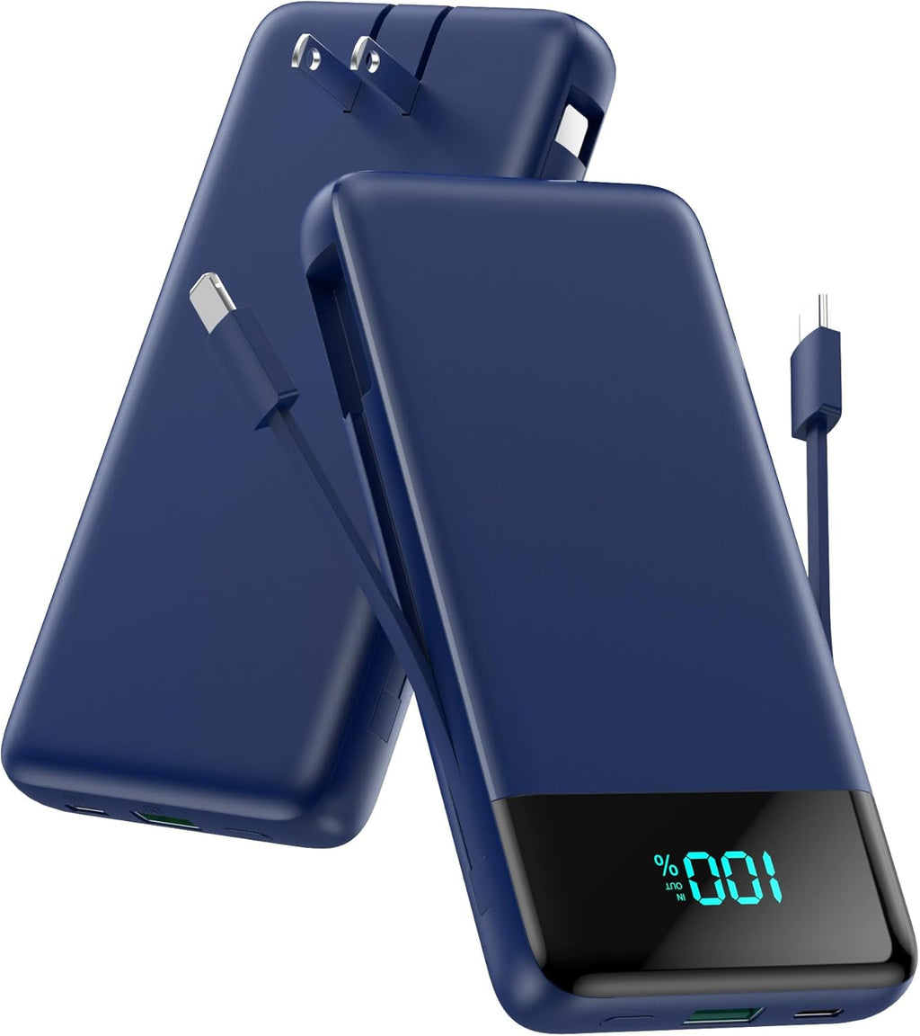 Cargador portátil para iPhone con cables integrados y enchufe de pa...