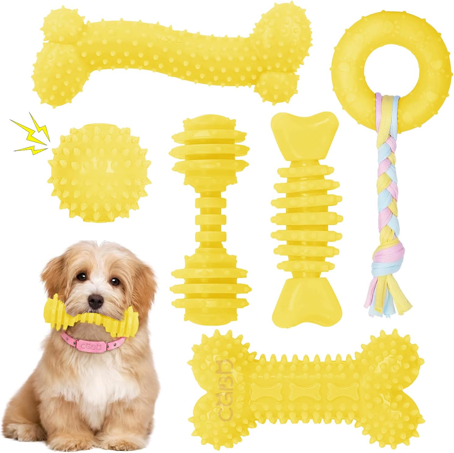 Juguetes para cachorros, paquete de 6 juguetes masticables para cac...