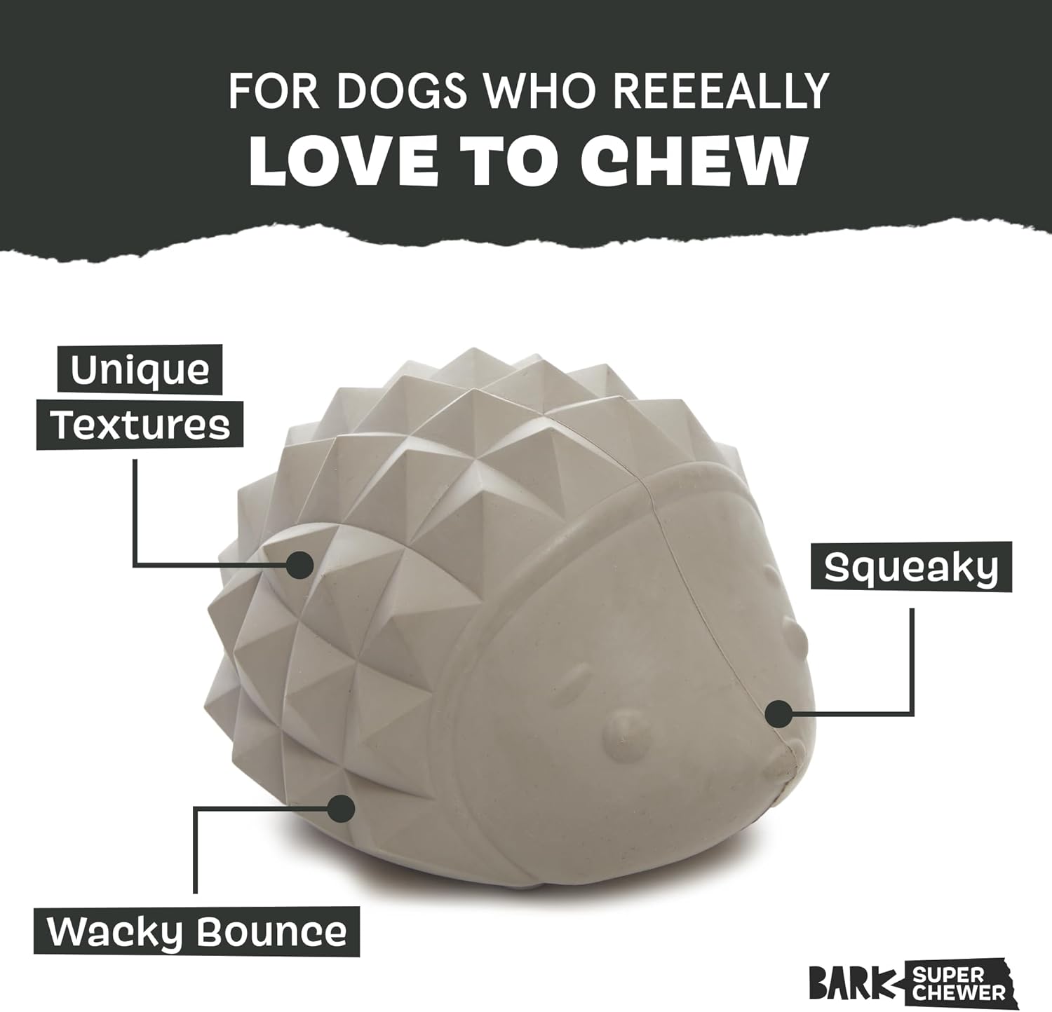 Barkbox Sven The Hedgie - Juguete súper masticador para perros, gom...