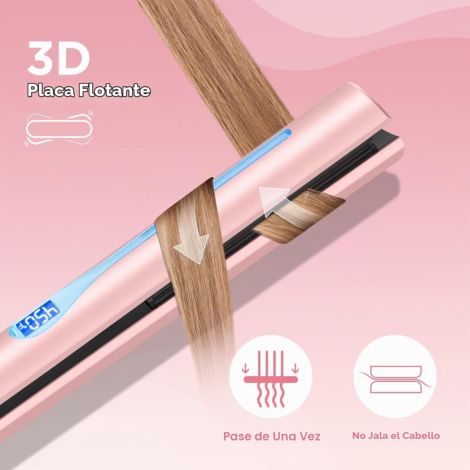 IG INGLAM Plancha lisa para el cabello de titanio, rizador de pelo...