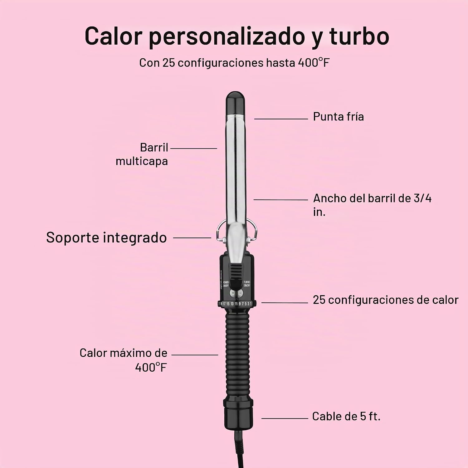 Conair - Rizador de calor instantáneo de 3\/4 de pulgada, barril de...