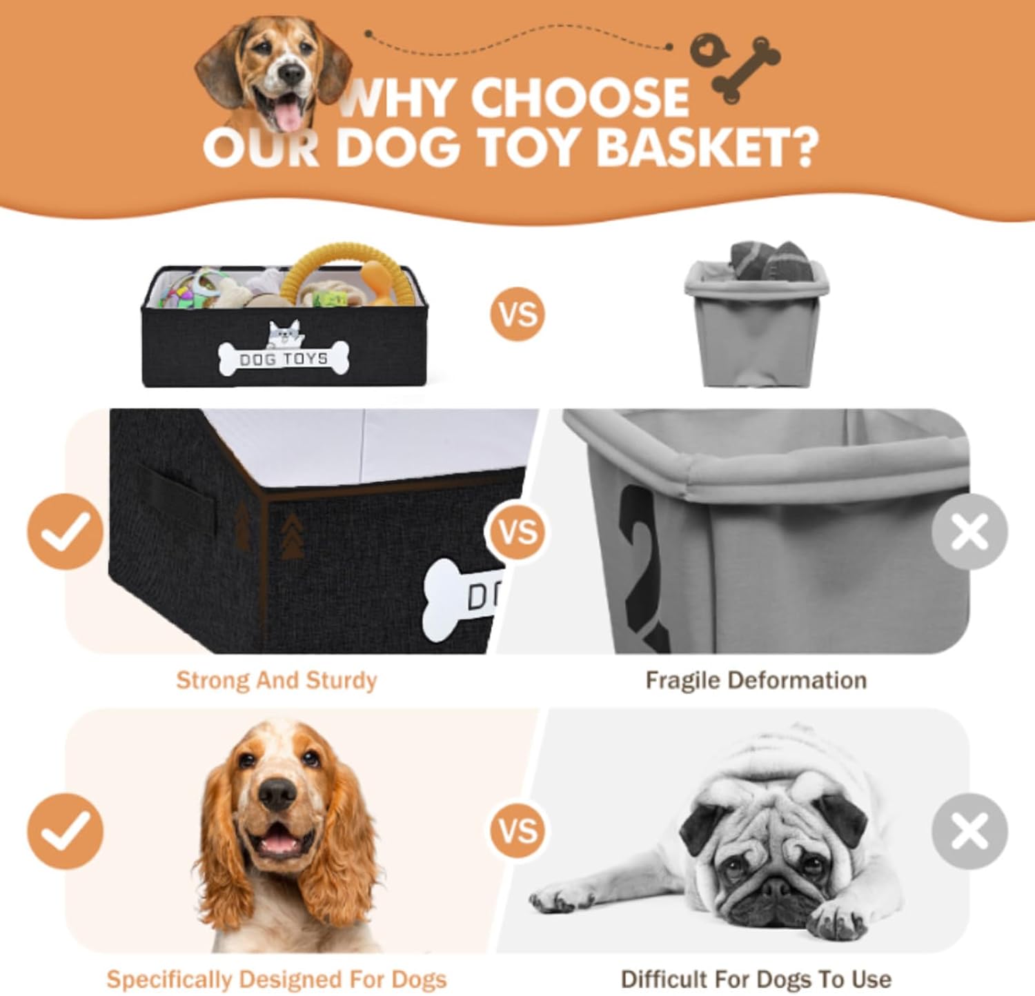Mutiearo Cesta de juguetes para perros, especialmente diseñada para...