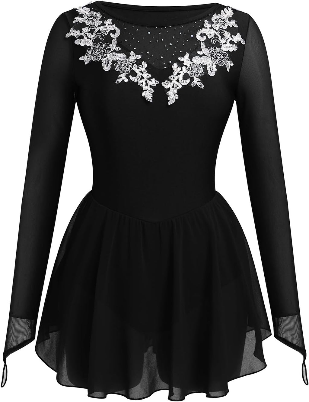 ODASOD - Vestido de patinaje sobre hielo para mujer, malla con bord...