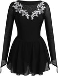 ODASOD - Vestido de patinaje sobre hielo para mujer, malla con bord...